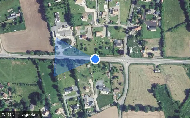 Vue satellite de l'emplacement du radar tourelle à Noues de Sienne sur Route de Granville / D 524
