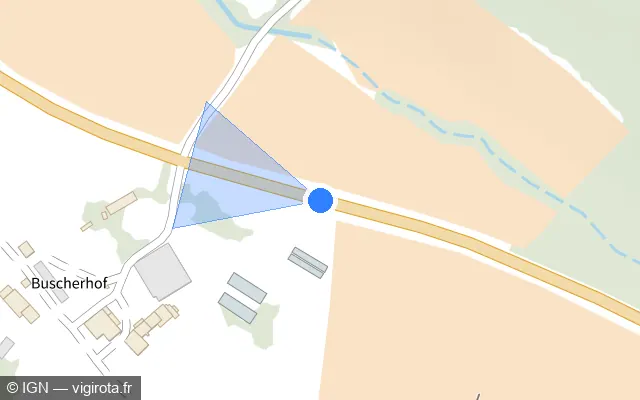 Vue plan de l'emplacement du radar tourelle à Rimsdorf sur D 1061