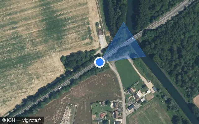 Vue satellite de l'emplacement du radar tourelle à Mennessis sur D 1