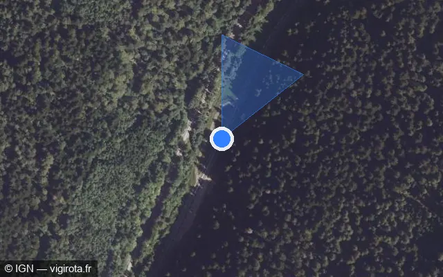Vue satellite de l'emplacement du radar tourelle à Montperreux sur N 57 / E 23
