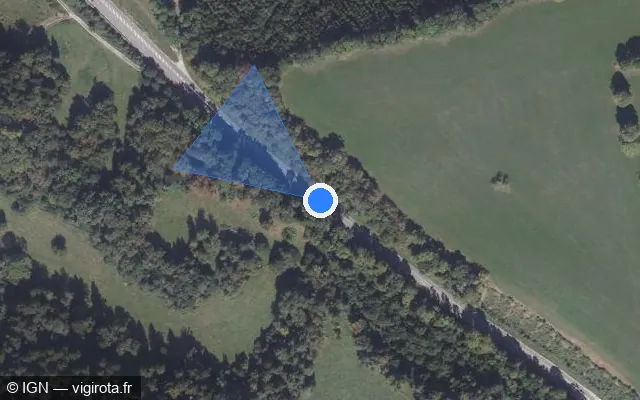 Vue satellite de l'emplacement du radar tourelle à Les Bréseux sur D 437