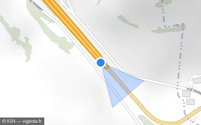 Vue plan de l'emplacement du radar tourelle à Fuans sur Route des Microtechniques / D 461