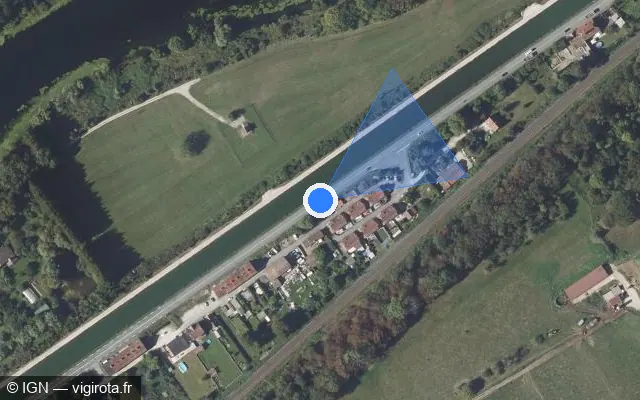 Vue satellite de l'emplacement du radar tourelle à Étouvans sur D 126