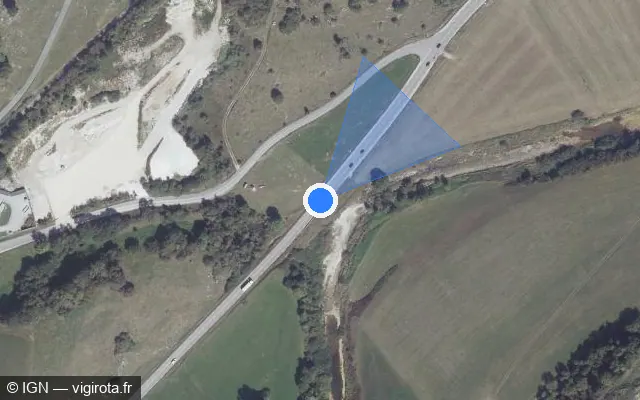 Vue satellite de l'emplacement du radar tourelle à Maisons-du-Bois-Lièvremont sur D 437