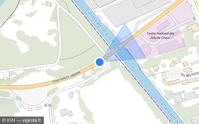 Vue plan de l'emplacement du radar tourelle à Châlons-en-Champagne sur Pénétrante Urbaine / D 3