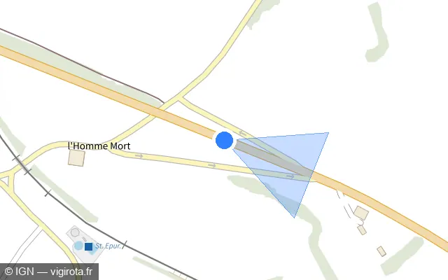 Vue plan de l'emplacement du radar tourelle à Épenoy sur Route des Microtechniques / D 461