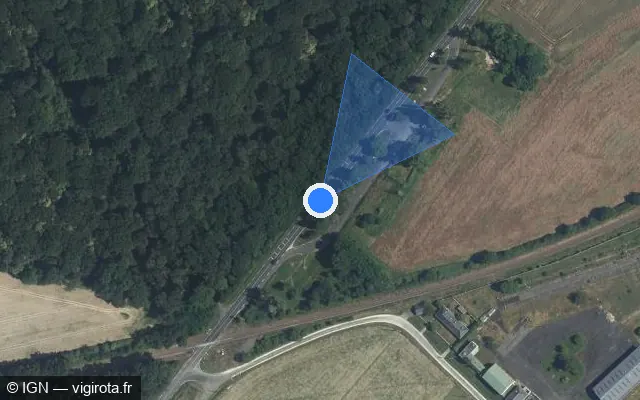 Vue satellite de l'emplacement du radar tourelle à Monnaie sur D 910