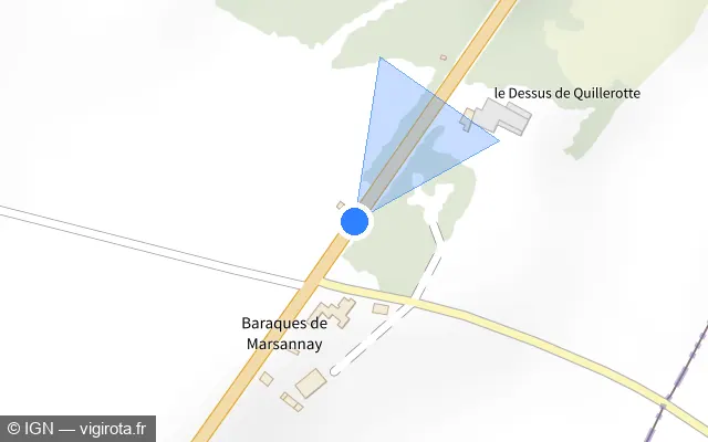 Vue plan de l'emplacement du radar tourelle à Marsannay-le-Bois sur Route de Langres / D 974