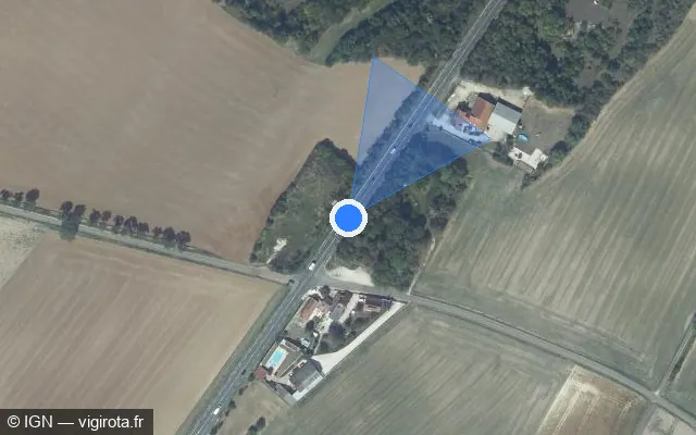 Vue satellite de l'emplacement du radar tourelle à Marsannay-le-Bois sur Route de Langres / D 974