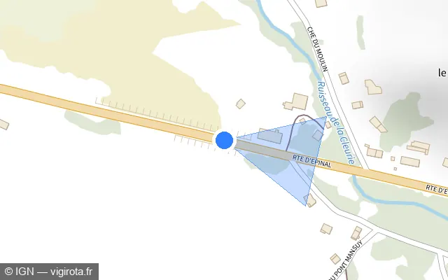 Vue plan de l'emplacement du radar tourelle à Liézey sur Route d'Épinal / D 417
