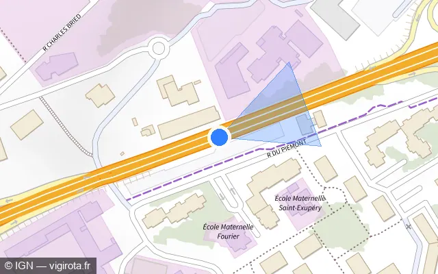 Vue plan de l'emplacement du radar tourelle à Avanne-Aveney sur Rue de Dole / D 673