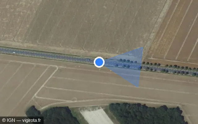 Vue satellite de l'emplacement du radar tourelle à Mandres sur D 926