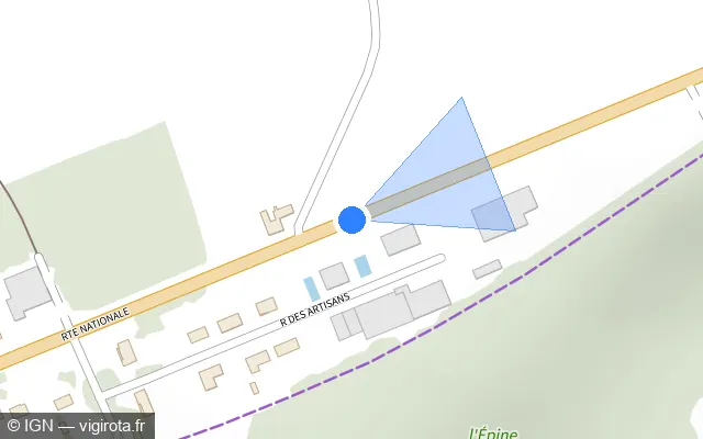 Vue plan de l'emplacement du radar tourelle à Ciron sur D 951