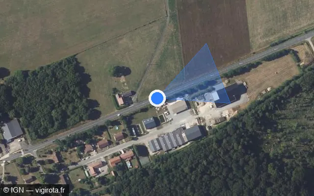 Vue satellite de l'emplacement du radar tourelle à Ciron sur D 951