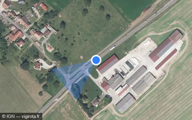 Vue satellite de l'emplacement du radar tourelle à Villers-Chemin-et-Mont-lès-Étrelles sur D 474