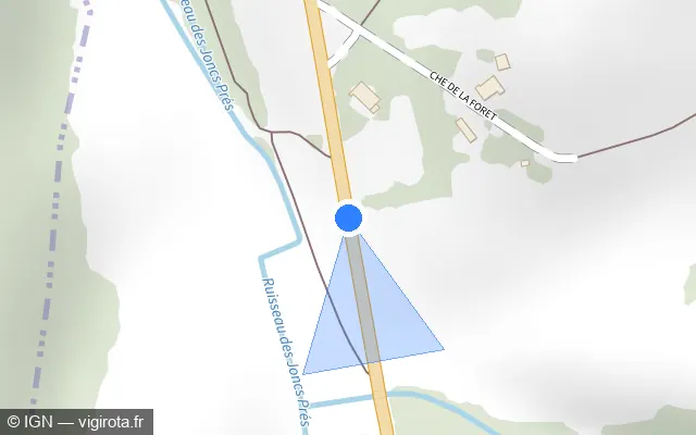 Vue plan de l'emplacement du radar tourelle à Menotey sur D 475