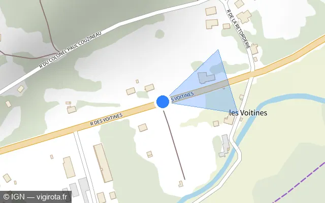 Vue plan de l'emplacement du radar tourelle à Moyenmoutier sur Rue des Voitines / D 424