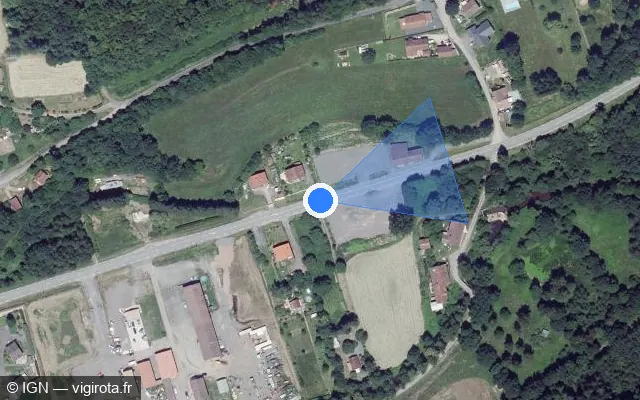 Vue satellite de l'emplacement du radar tourelle à Moyenmoutier sur Rue des Voitines / D 424