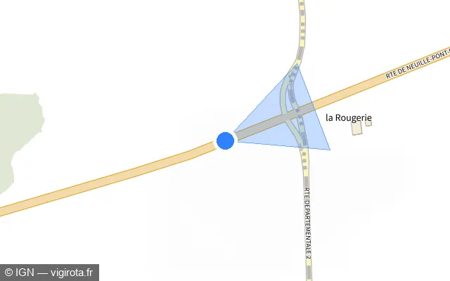 Vue plan de l'emplacement du radar tourelle à Rouziers-de-Touraine sur D 766