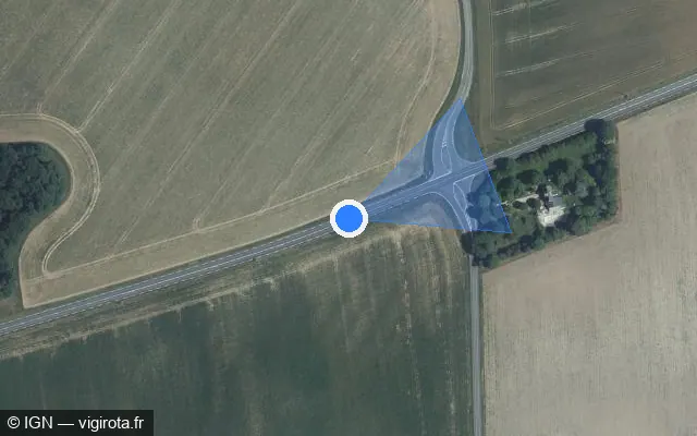 Vue satellite de l'emplacement du radar tourelle à Rouziers-de-Touraine sur D 766