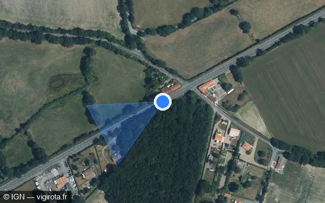 Vue satellite de l'emplacement du radar tourelle à La Ferrière sur D 160