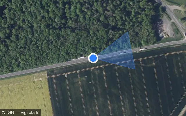 Vue satellite de l'emplacement du radar tourelle à Neuvy sur N 4