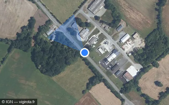 Vue satellite de l'emplacement du radar tourelle à Lannebert sur D 6