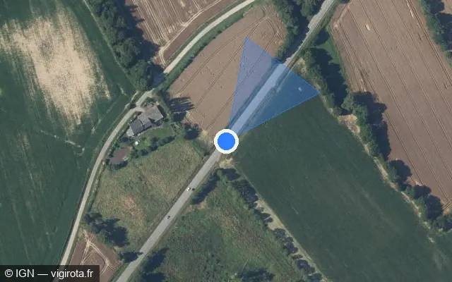 Vue satellite de l'emplacement du radar tourelle à Saint-Léry sur D 766