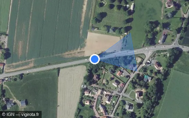 Vue satellite de l'emplacement du radar tourelle à Saint-Manvieu-Norrey sur Rue de la Guinguette / D 9