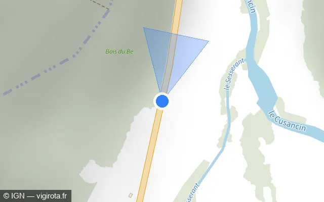 Vue plan de l'emplacement du radar tourelle à Pont-les-Moulins sur D 50