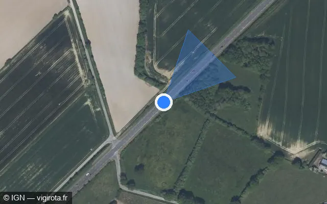 Vue satellite de l'emplacement du radar tourelle à Bouvron sur N 171