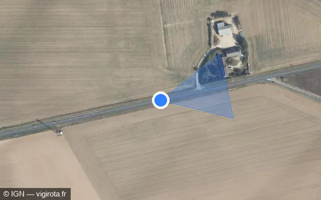 Vue satellite de l'emplacement du radar tourelle à Brécy sur N 151