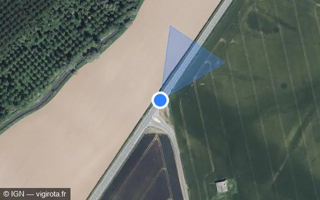 Vue satellite de l'emplacement du radar tourelle à Vendeuvre sur D 511