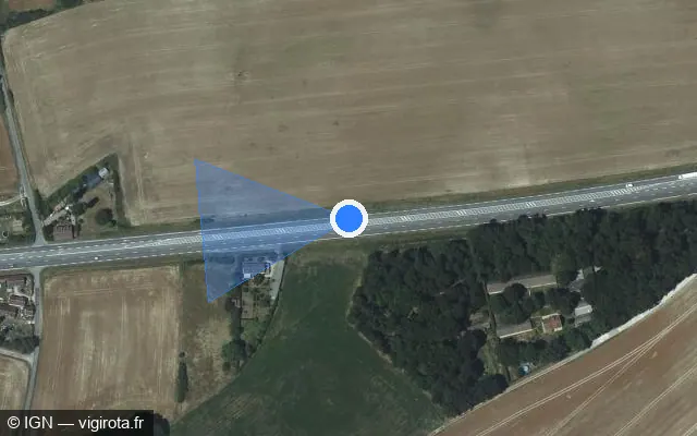 Vue satellite de l'emplacement du radar tourelle à Courteilles sur Route Nationale 12 / N 12