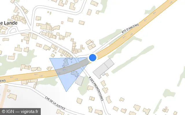 Vue plan de l'emplacement du radar tourelle à Oudon sur Route de Paris à Paimboeuf / D 723