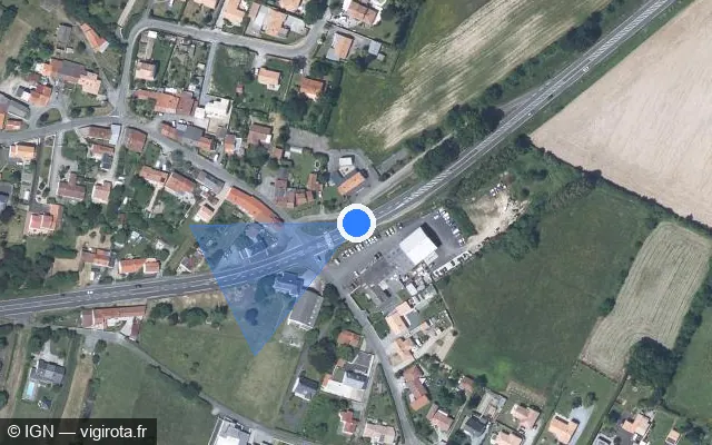 Vue satellite de l'emplacement du radar tourelle à Oudon sur Route de Paris à Paimboeuf / D 723