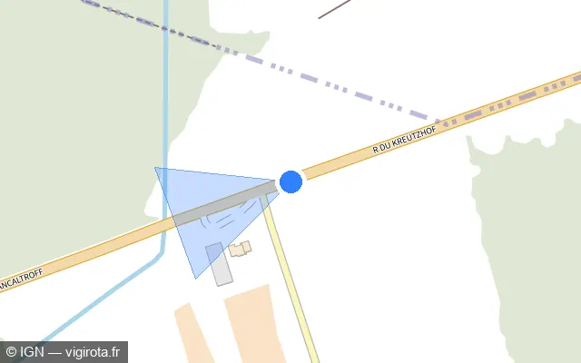 Vue plan de l'emplacement du radar tourelle à Erstroff sur Rue du Kreutzhof / D 674