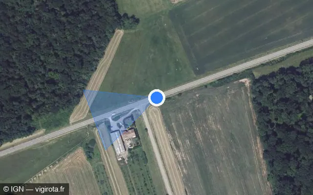 Vue satellite de l'emplacement du radar tourelle à Erstroff sur Rue du Kreutzhof / D 674