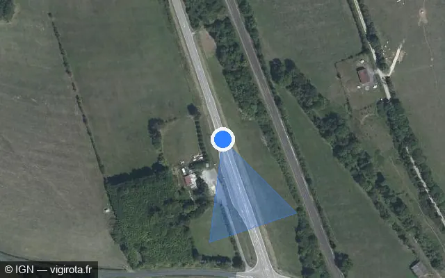 Vue satellite de l'emplacement du radar tourelle à Rolampont sur D 619