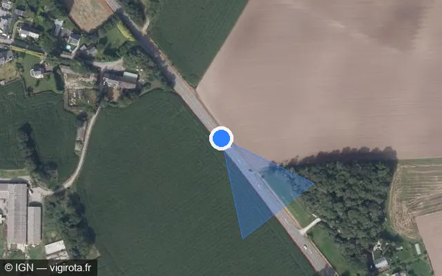 Vue satellite de l'emplacement du radar tourelle à Gestel sur D 765