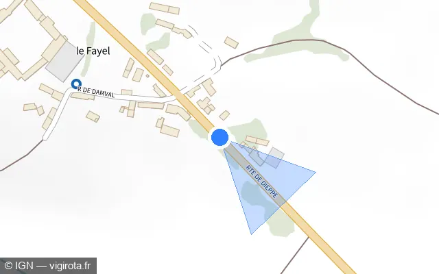 Vue plan de l'emplacement du radar tourelle à Boubiers sur Route de Dieppe / D 915