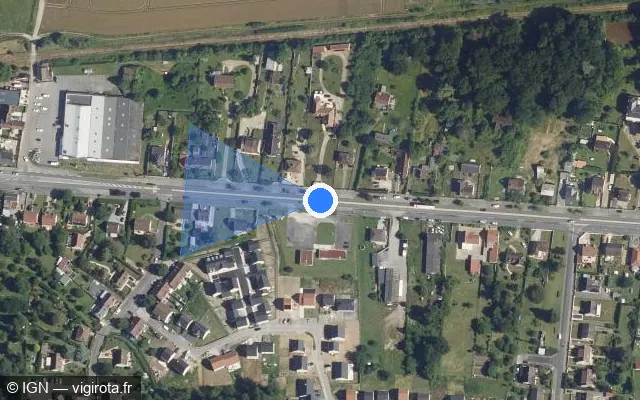 Vue satellite de l'emplacement du radar tourelle à Trosly-Breuil sur Route de Rouen / N 31 / E 46