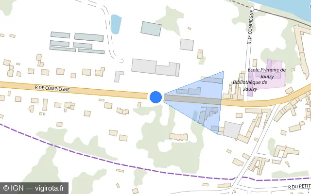 Vue plan de l'emplacement du radar tourelle à Jaulzy sur Rue de Compiègne / N 31 / E 46