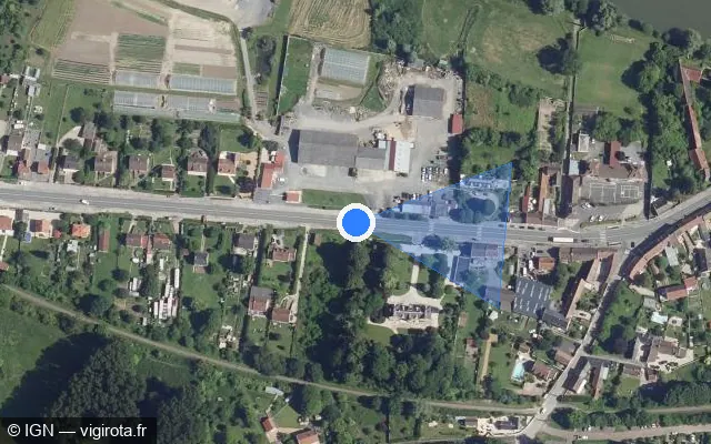 Vue satellite de l'emplacement du radar tourelle à Jaulzy sur Rue de Compiègne / N 31 / E 46