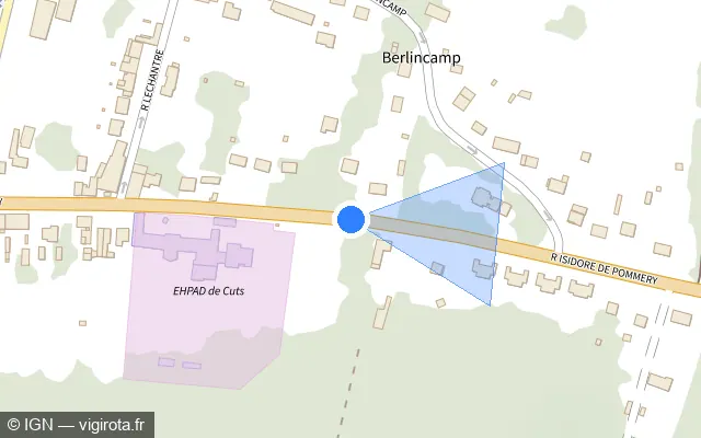 Vue plan de l'emplacement du radar tourelle à Cuts sur Rue Isidore de Pommery / D 934