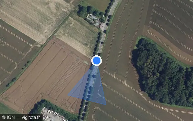 Vue satellite de l'emplacement du radar tourelle à Noyon sur D 932