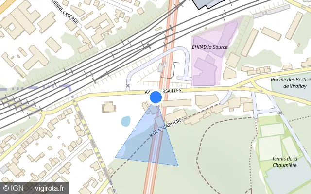 Vue plan de l'emplacement du radar fixe à Viroflay sur A 86 / Duplex A86