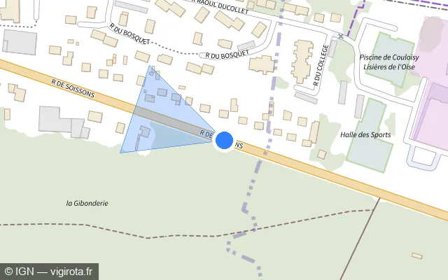 Vue plan de l'emplacement du radar tourelle à Couloisy sur Rue de Soissons / N 31 / E 46