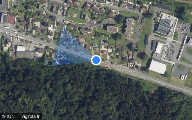 Vue satellite de l'emplacement du radar tourelle à Couloisy sur Rue de Soissons / N 31 / E 46