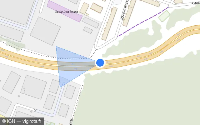 Vue plan de l'emplacement du radar tourelle à Jaux sur D 1131